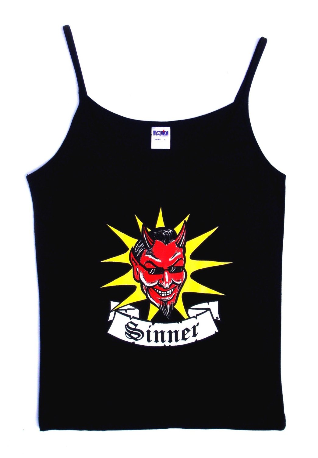 Rock N Roll Suicide Devil Sinner Black Strappy Top Small