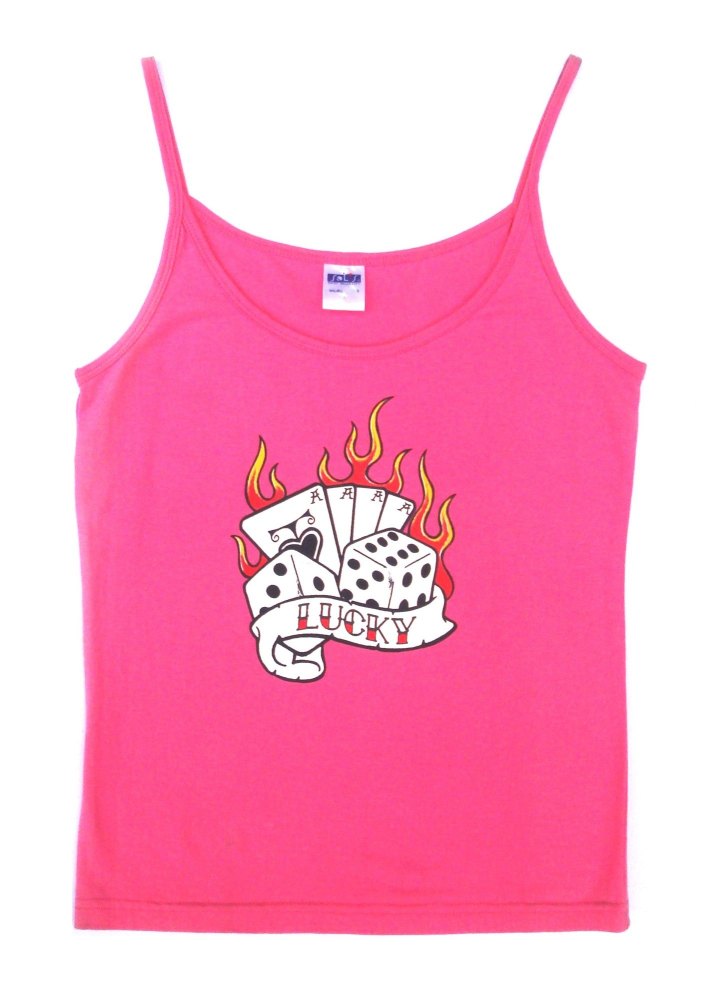 Rock N Roll Suicide Lucky Dice Pink Strappy Top Small