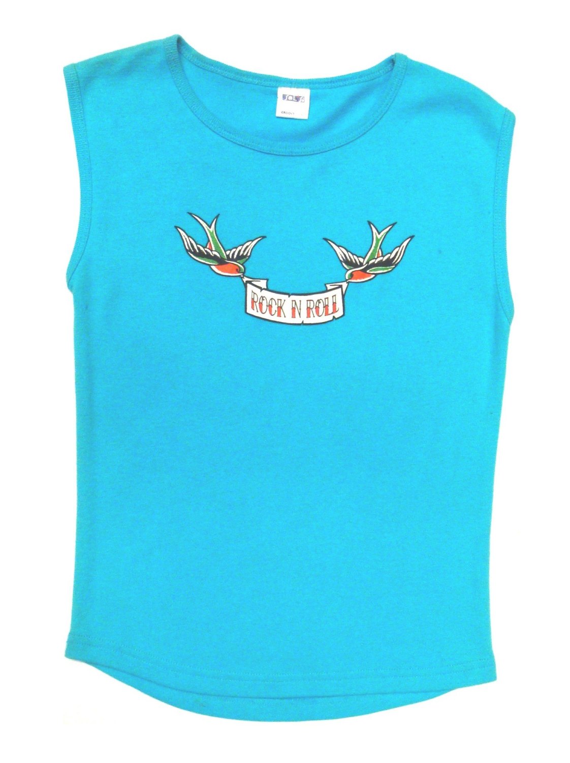 Rock N Roll Suicide Rock N Roll Swallows Turquoise Sleeveless Top Small