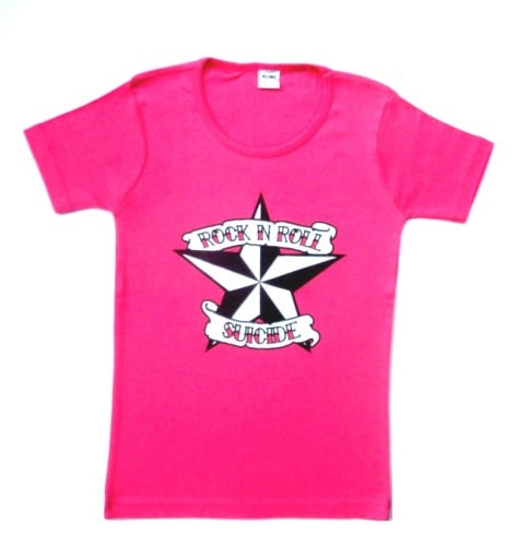 Rock N Roll Suicide Nautical Star Pink Lady Fit Tshirt Small
