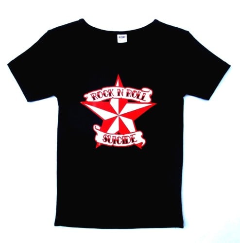 Rock N Roll Suicide Nautical Star Black Lady Fit Tshirt Small