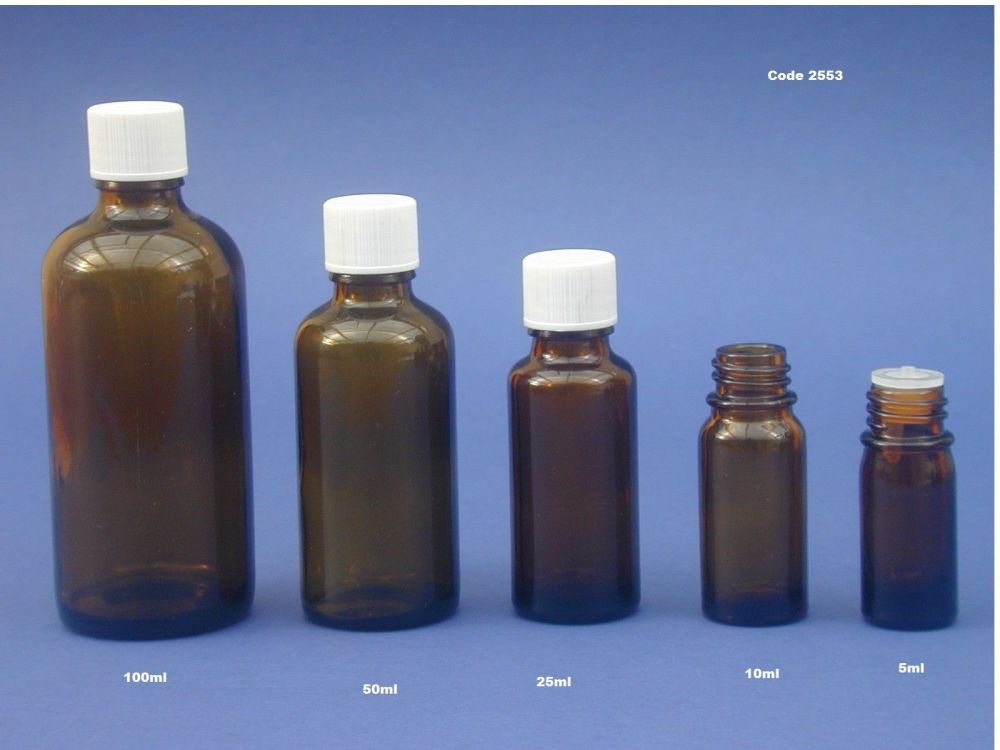 Amber Glass Bottle, Insert & White Closure 10ml