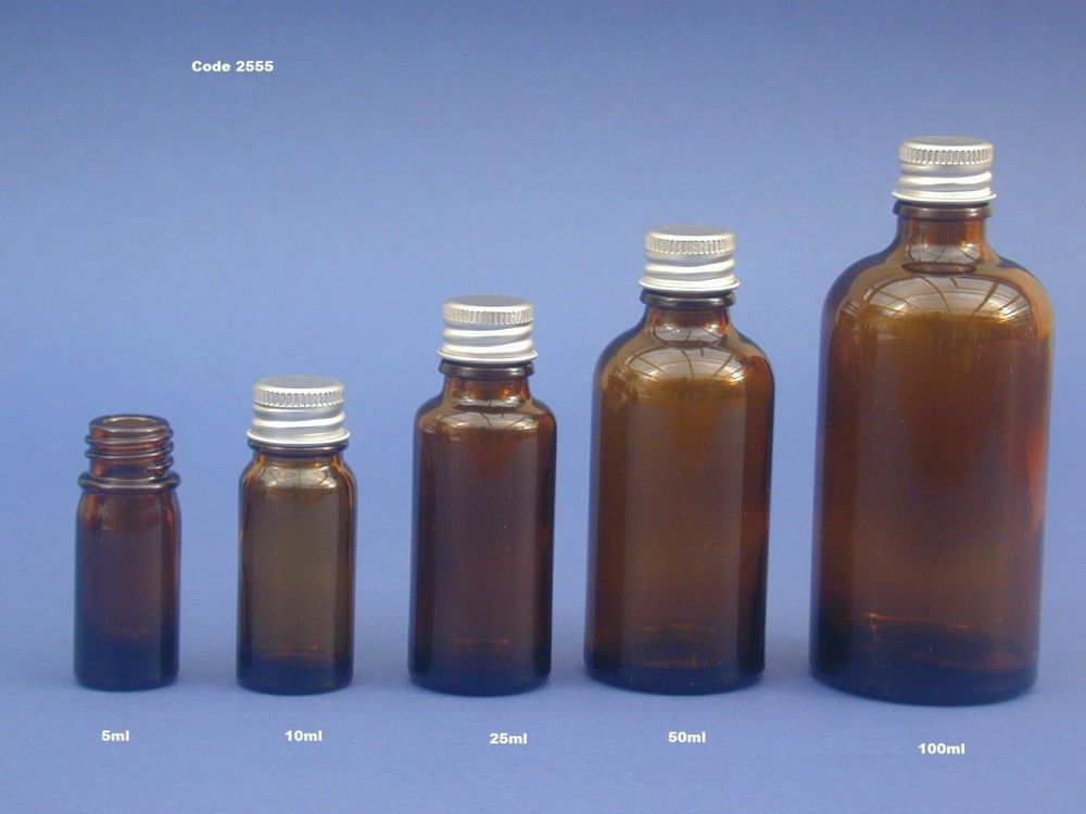 Amber Glass Bottle & Metalise Closure 5ml
