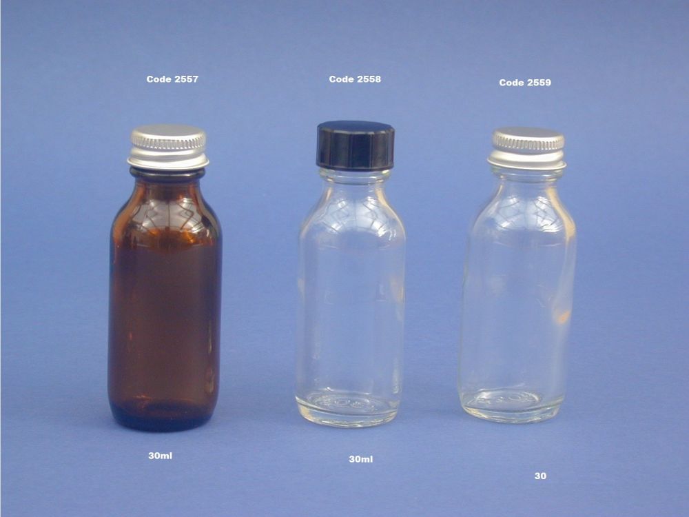 Clear Glass Winchester Bottle & Black Closure