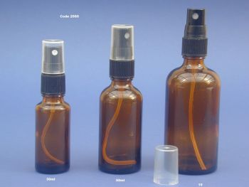 Amber Glass Bottle & Black Finger Spray 25ml (2560)