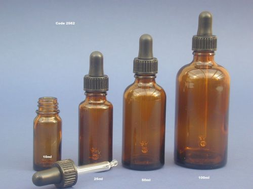 Amber Glass Bottle & Pipette (Glass with Rubber Dome) 10ml