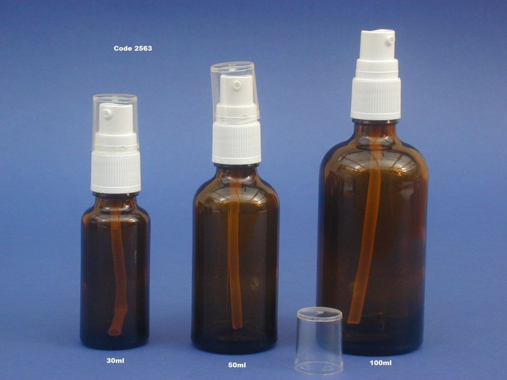 Amber Glass Bottle/White Lotion Pump 25ml