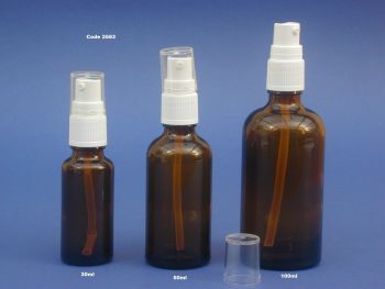 Amber Glass Bottle/White Lotion Pump 25ml (2563)