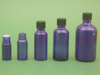 Blue Glass Bottle, Insert & Black Closure 5ml (2568)