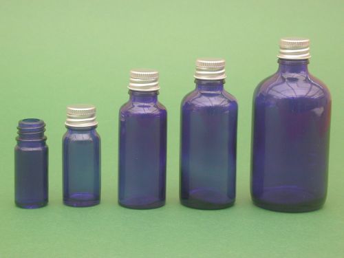 Blue Glass Bottle, with Metalise Closure 100ml