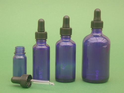 Blue Glass Bottle & Pipette (Glass with Rubber Dome)