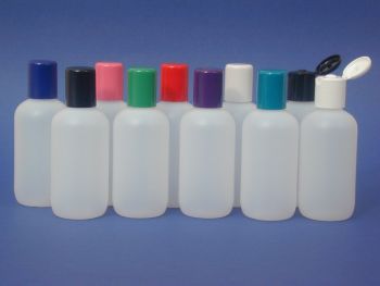 Natural Boston Round Plastic Bottle & White Flip Top Closure 100ml (2715)