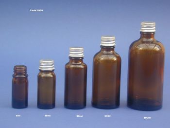 Amber Glass Bottle & Metalise Closure 25ml (2555)
