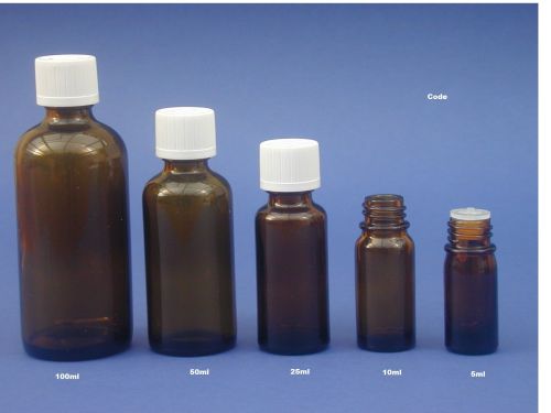 Amber Glass Bottle, Insert & White CR Closure 50ml