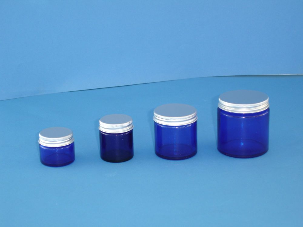 Blue Glass Jar/Metalise Closure 120ml