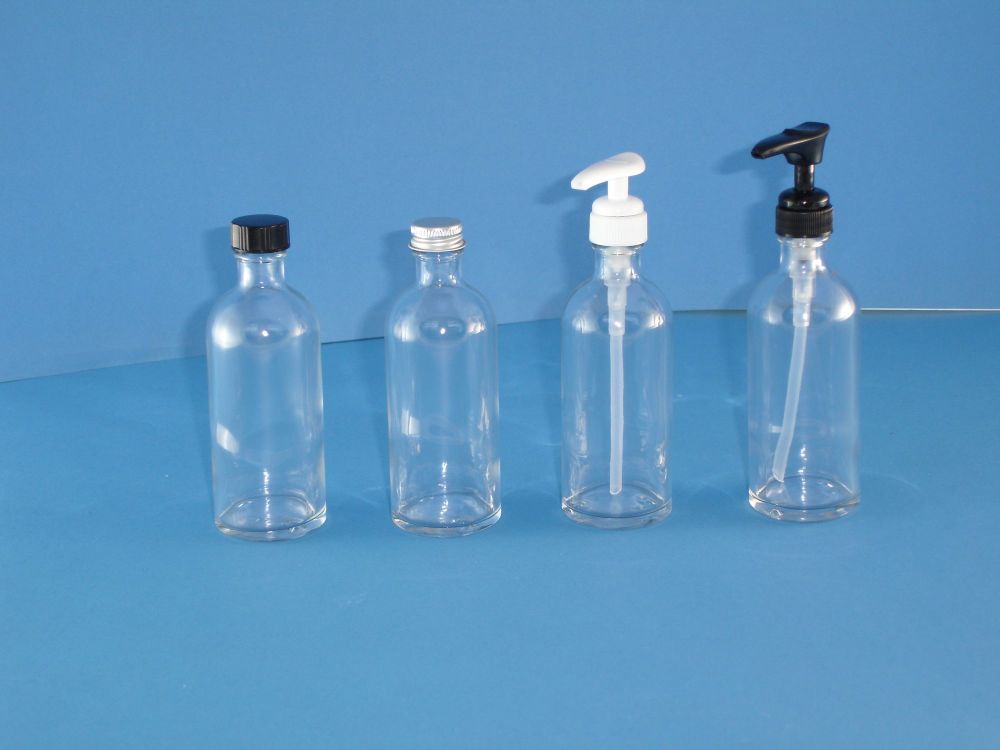 Clear Fleur Glass Bottles/White Lotion pump 100ml