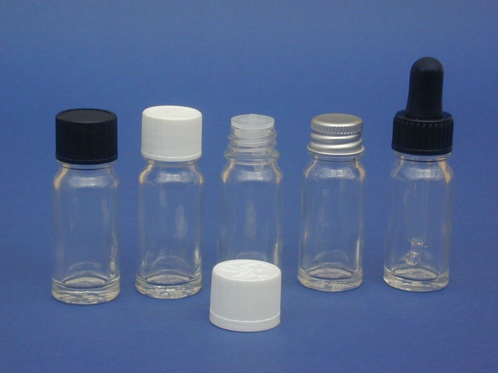 Clear Glass Bottle, Insert & White Closure