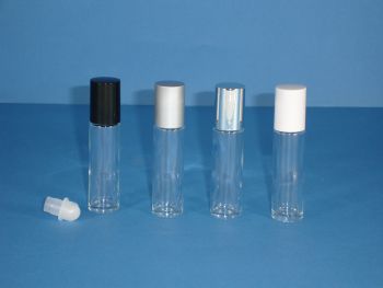 Clear Glass Bottle, Rollette & Matt Silver Closure 10ml (2614)