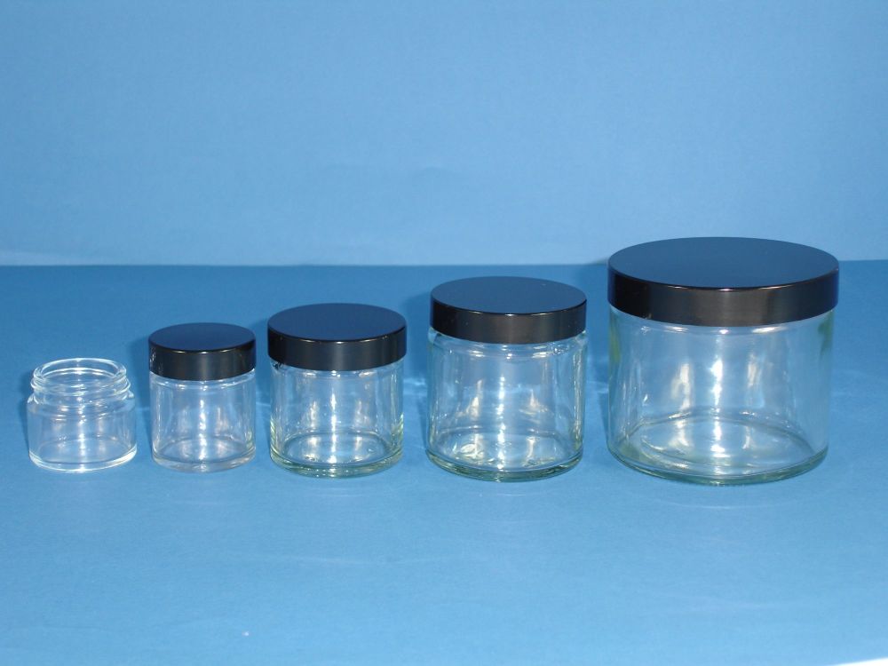 Clear Glass Jar & Black Closure 30ml