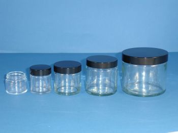 Clear Glass Jar & Black Closure 250ml (2566)