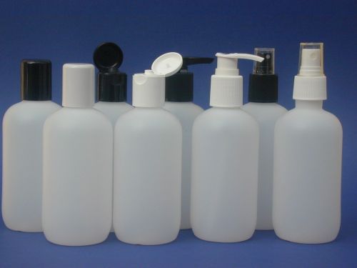 Natural Boston Round Plastic Bottle & White Closure 250ml