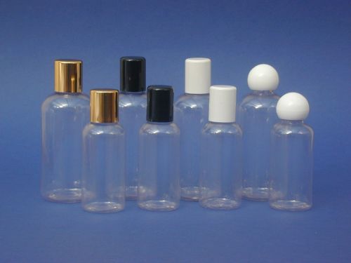 Clear Boston Round Plastic Bottle & White Radius Closure 100ml