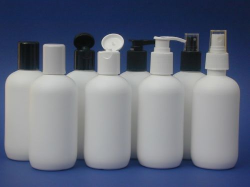White Boston Round Plastic Bottle & White Lotion Pump 250ml