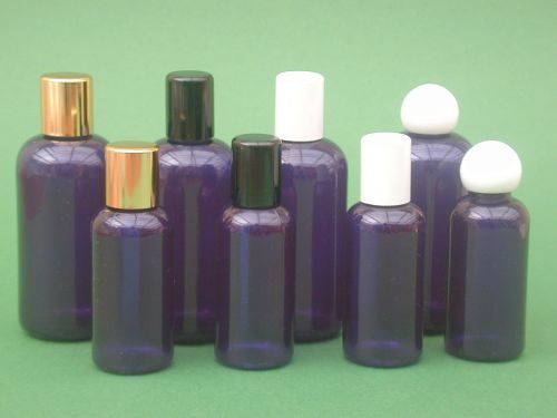 Blue Boston Round Plastic Bottle & White Ball Closure 50ml