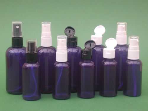 Blue Boston Round Plastic Bottle & Black Flip Top Closure 50ml