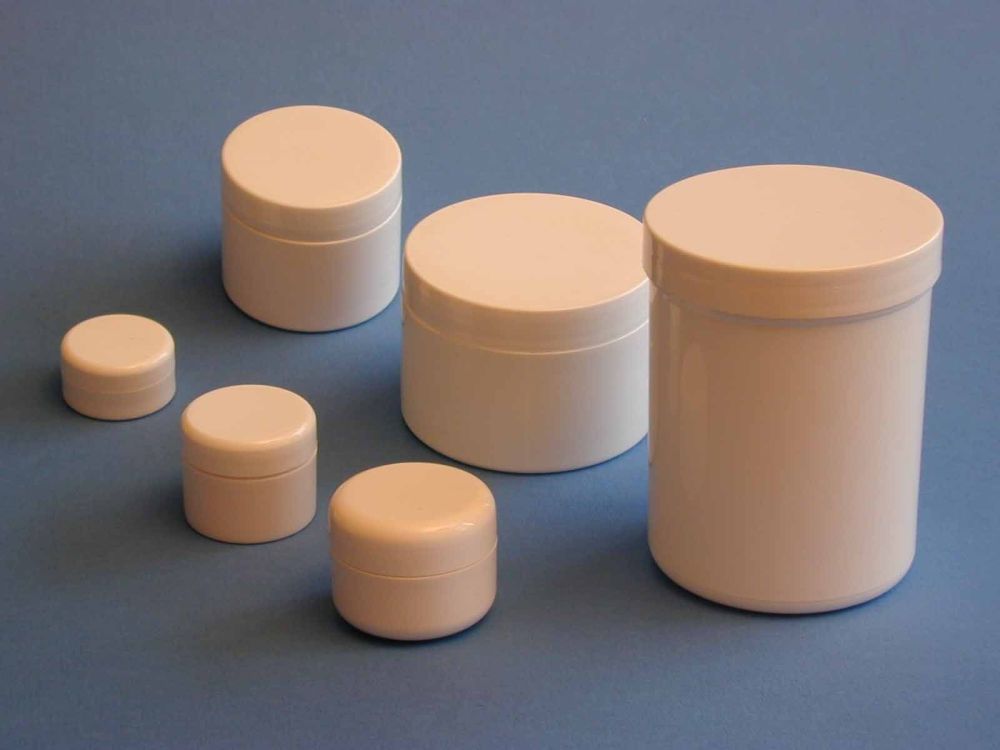 Single Wall White Plastic Jar & White Round Closure 50ml