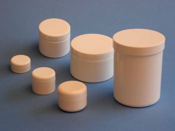 Single Wall White Plastic Jar & White Round Closure 50ml (2819)