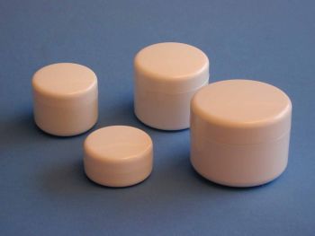 Double Wall White Plastic Jar/White Round Plain Closure 30ml (2822)
