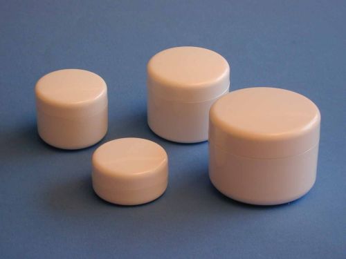 Double Wall White Plastic Jar/White Round Plain Closure 50ml