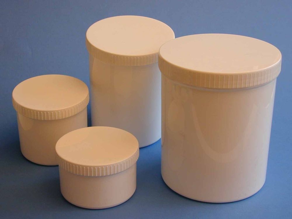 Single Wall White Plastic Jar & White Flat Serrate Closure 250ml