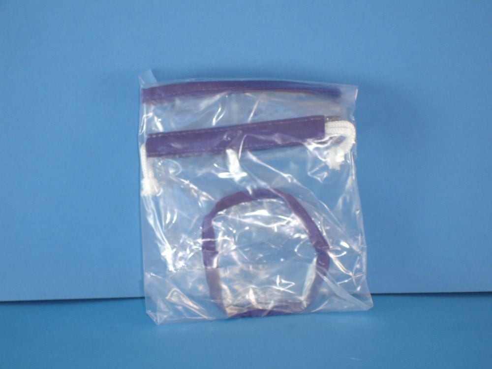 Clear Vinyl Round Bag & Draw String - Blue Piping