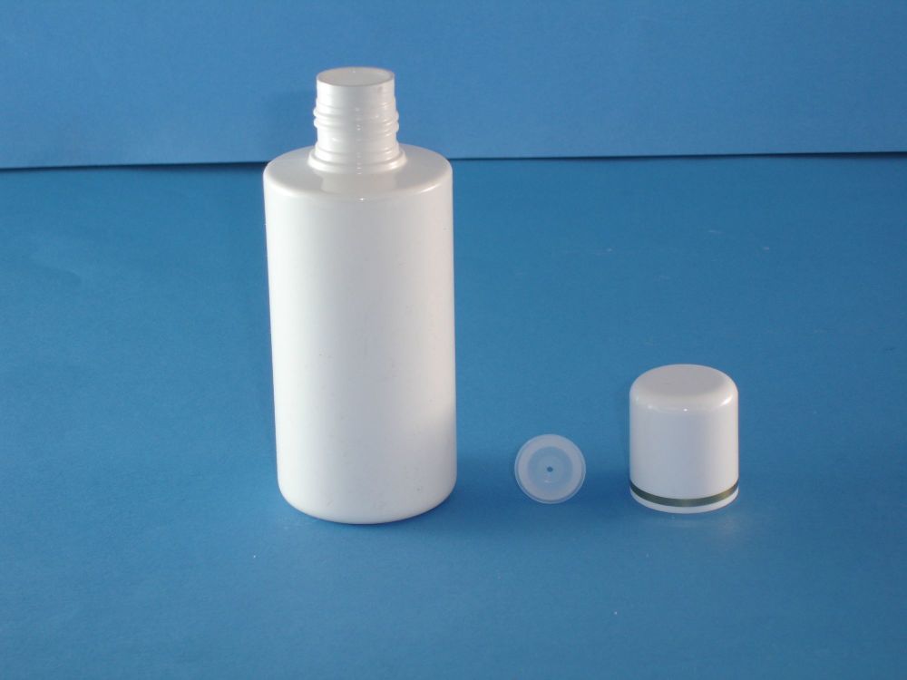 White Round Plastic Bottle/Plug & White Gold Closure 200ml