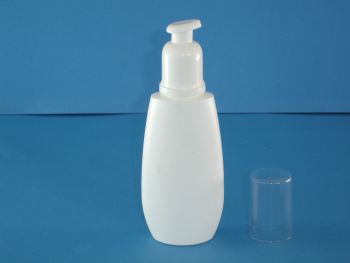 White Oval Plastic Bottle and Lotion Pump 150ml (2795)