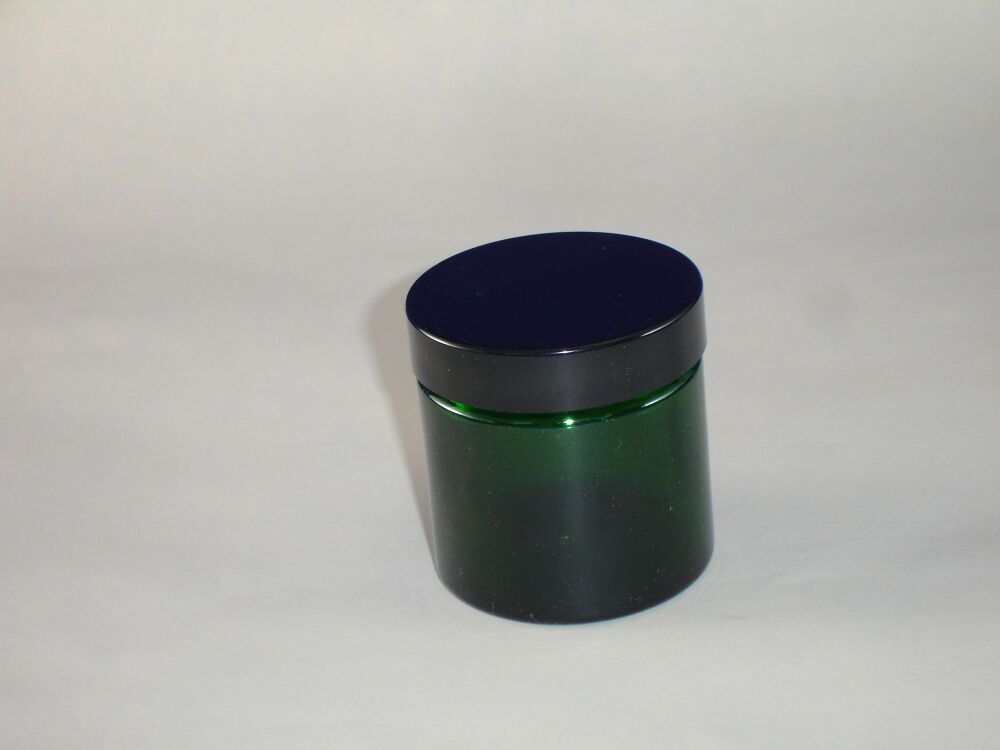 Green Glass (Coated) Jar - Black Lid (260007)
