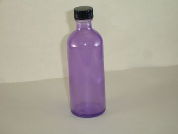 Lavender Coated Glass Bottle - black Lid 100ml (2584)