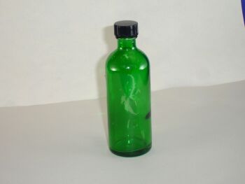 Green Coated Glass Bottle- Black Lid 100ml  (2596)