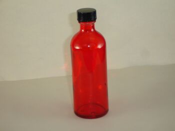 Ruby Red Coated Glass Bottle - Black Lid 100ml (25900