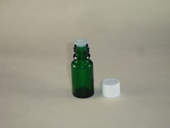 Green Glass Dropper Bottle - Black Lid 10ml (2596)