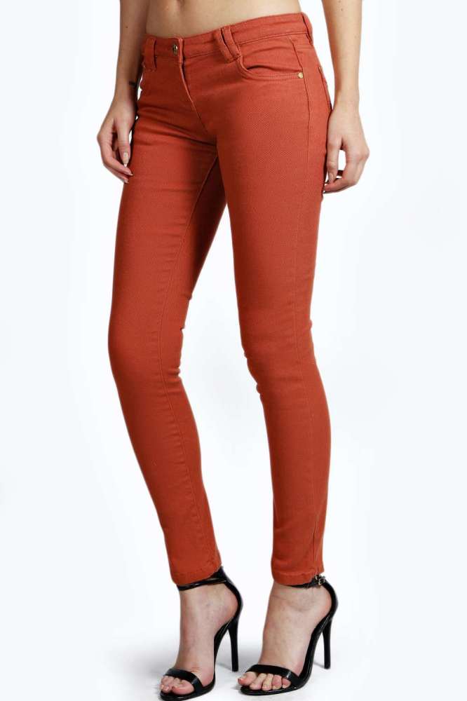 ($25 Only! Last Chance Sale) #I012 Orange Skinny Jeans|Size: L