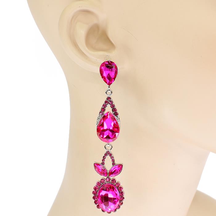 Pink Stone Drop Earrings 