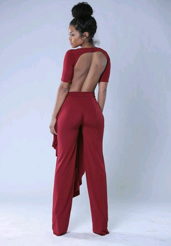 LS Open Back Jumpsuit|Size: M