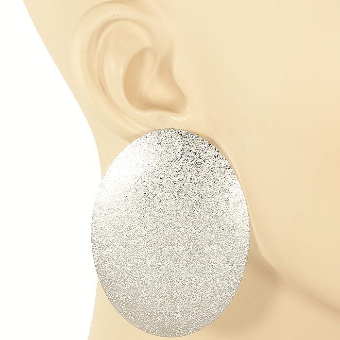 Silver Round Over-Size Stud Earrings