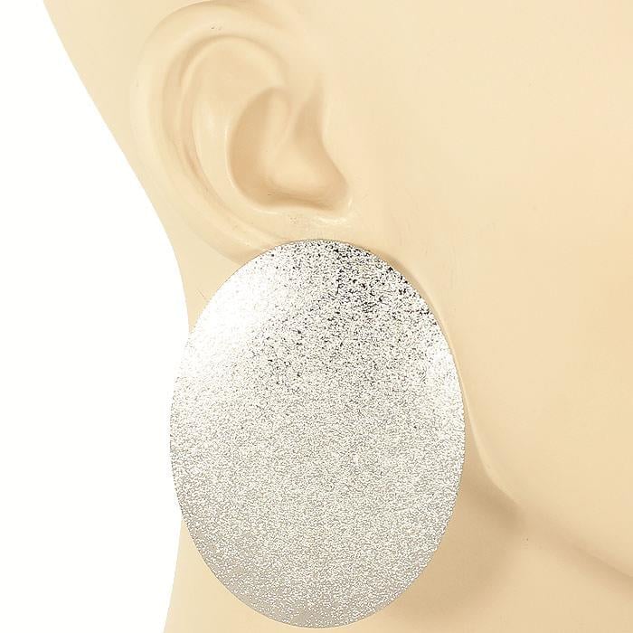 Silver Round Over-Size Stud Earrings