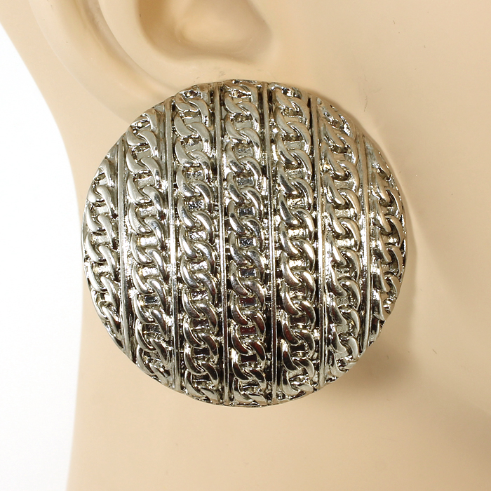 Rhodium Hammered Earrings