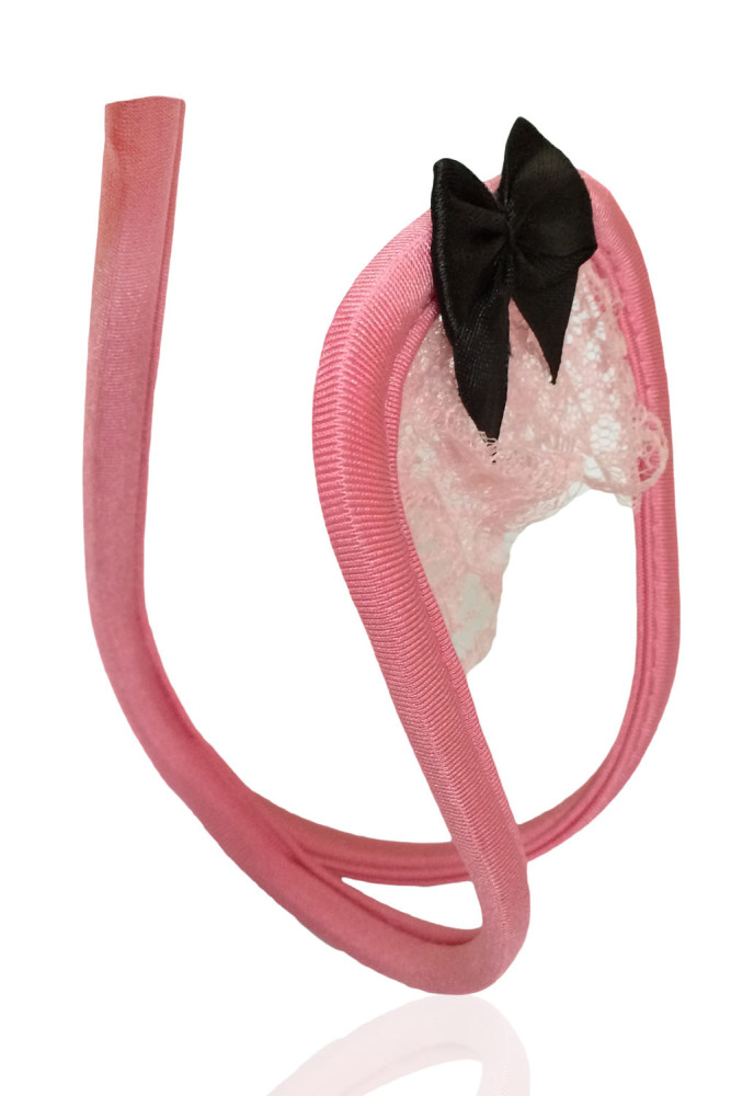 Open Crotch Pink Lace C String Size: One Size
