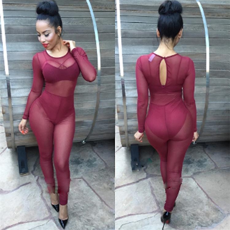 Chiffon See Through Jumpsuit|Size: S